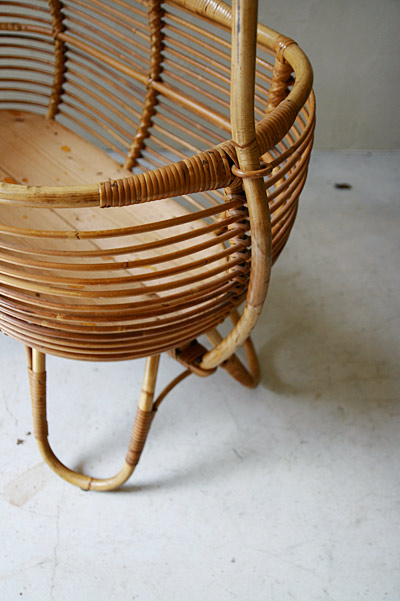ラタン　ベビーベッド/ フランスアンティーク / ブロカント / brocante / 店舗什器
