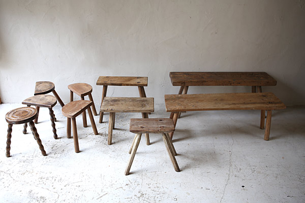 クラフトスツール　Stool 　無垢　/ フランスアンティーク / ブロカント / brocante / 店舗什器