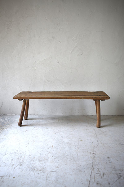 ウッドベンチ　ショートベンチ　クラフト　無垢　/ フランスアンティーク / ブロカント / brocante / 店舗什器