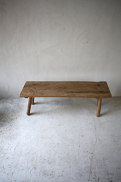 ウッドベンチ　ショートベンチ　クラフト　無垢　/ フランスアンティーク / ブロカント / brocante / 店舗什器