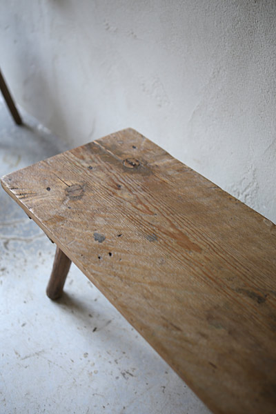 ウッドベンチ　ショートベンチ　クラフト　無垢　/ フランスアンティーク / ブロカント / brocante / 店舗什器