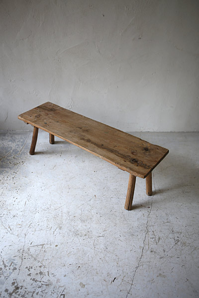 ウッドベンチ　ショートベンチ　クラフト　無垢　/ フランスアンティーク / ブロカント / brocante / 店舗什器