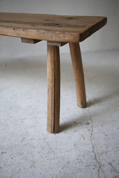 ウッドベンチ　ショートベンチ　クラフト　無垢　/ フランスアンティーク / ブロカント / brocante / 店舗什器