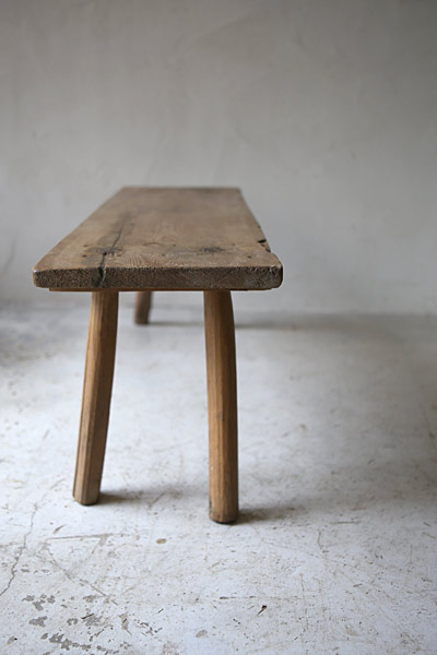 ウッドベンチ　ショートベンチ　クラフト　無垢　/ フランスアンティーク / ブロカント / brocante / 店舗什器