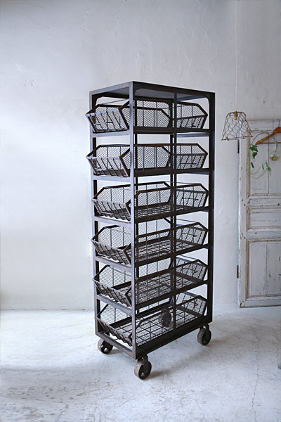 バスケットワゴン　 フランスアンティーク / ブロカント / brocante / 店舗什器