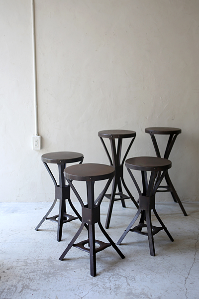 フランス　アンティーク / ブロカント / brocante / 店舗什器　スチール　スツール　ハイスツール
