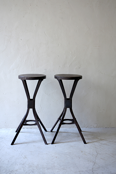 フランス　アンティーク / ブロカント / brocante / 店舗什器　スチール　スツール　ハイスツール
