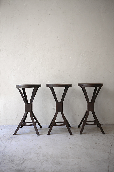 フランス　アンティーク / ブロカント / brocante / 店舗什器　スチール　スツール　ハイスツール