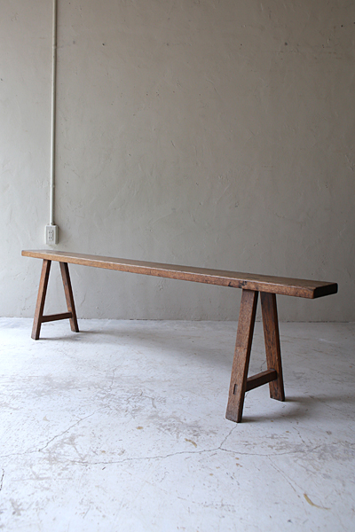 フランス　アンティーク / ブロカント / brocante / 店舗什器　ベンチ　テーブル　ロングベンチ
