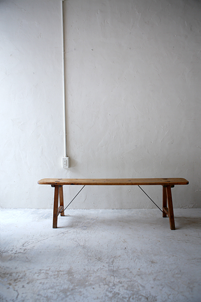 フランス　アンティーク / ブロカント / brocante / 店舗什器 ベンチ　ショートベンチ　チェア