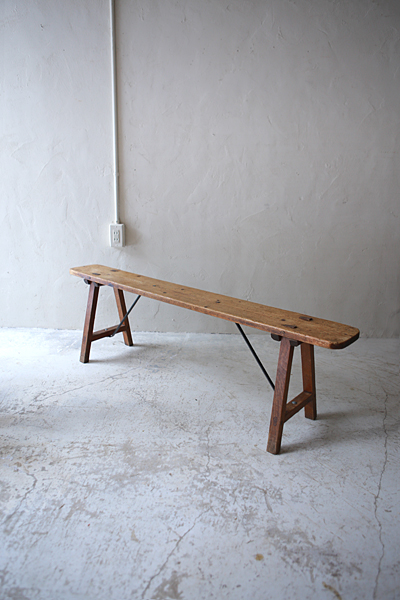 フランス　アンティーク / ブロカント / brocante / 店舗什器 ベンチ　ショートベンチ　チェア