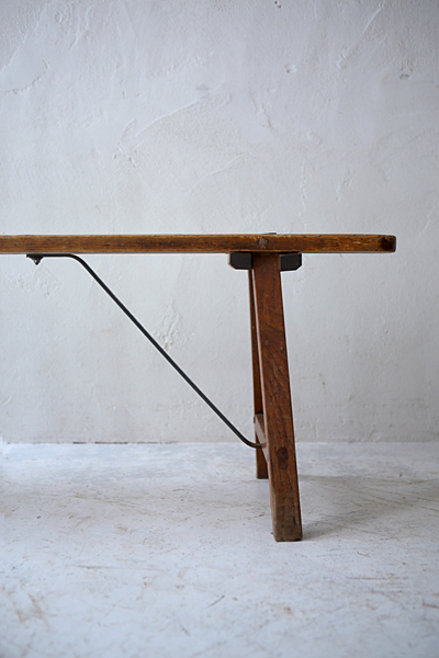 フランス　アンティーク / ブロカント / brocante / 店舗什器 ベンチ　ショートベンチ　チェア
