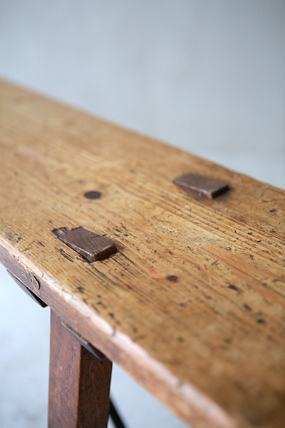 フランス　アンティーク / ブロカント / brocante / 店舗什器 ベンチ　ショートベンチ　チェア