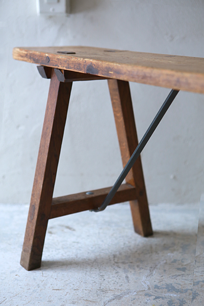 フランス　アンティーク / ブロカント / brocante / 店舗什器 ベンチ　ショートベンチ　チェア