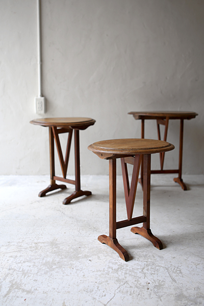 フランス　アンティーク / ブロカント / brocante / 店舗什器 サイドテーブル　折りたたみ　ラウンド