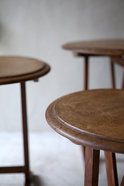フランス　アンティーク / ブロカント / brocante / 店舗什器 サイドテーブル　折りたたみ　ラウンド